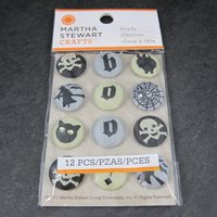 Martha Stewart Halloween Fabric Brads: Skull, Witch, Cat - Set of 12