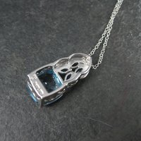 Estate Sterling London and Swiss Blue Topaz Pendant Necklace, Gift for Her