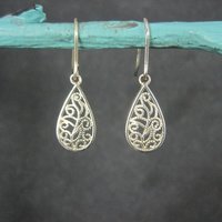 Small Vintage Sterling Filigree Earrings