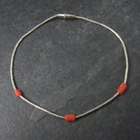 Southwestern Sterling Liquid Silver Coral Bracelet 7.5 Inches