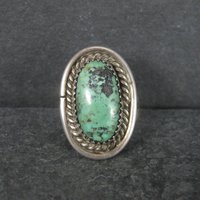 Vintage Sterling Navajo Green Turquoise Ring Size 6.5 Sarah Watson
