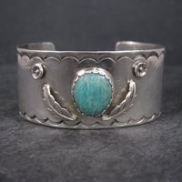 Vintage Southwestern Sterling Feather Cuff Bracelet 6 Inches