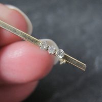 Estate Krementz 14K Faux Diamond Bar Brooch