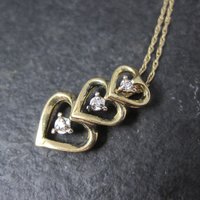 Dainty Vintage 10K Diamond Heart Pendant Necklace
