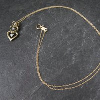Dainty Vintage 10K Diamond Heart Pendant Necklace