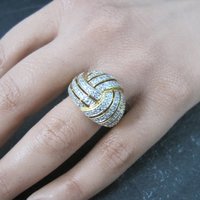 Vintage Vermeil Sterling Diamond Illusion Dome Ring Size 7