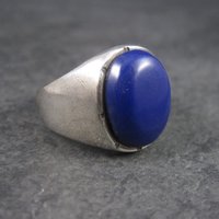 Mens Sterling Blue Enamel Ring Size 10