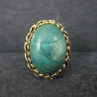Vintage Vermeil Sterling Chrysocolla Ring Adjustable Size 6