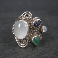 Sterling Sajen Moonstone Iolite Ring Size 7.5