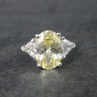 Estate Sterling Yellow Cz Cocktail Ring Size 8