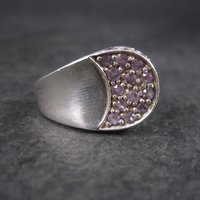 Vintage Sterling Amethyst Crescent Moon Ring Size 6