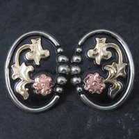 Western Tri Tone Floral Earrings Circle Y New Old Stock