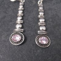 Long Sterling Pink Topaz Earrings