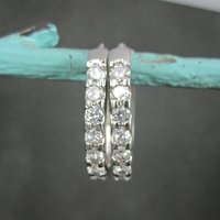 Estate Sterling Cz Latch Oval Hoop Earrings