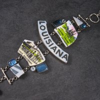 Huge Vintage Sterling Silver Toggle Bracelet | Designer Louisiana Themed Jewelry | Bold Statement Bracelet