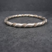 Heavy Vintage Twisted Sterling Bangle Bracelet 7.75 Inches