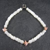 Vintage Mother of Pearl Coral Tulip Bracelet 7.5 Inches