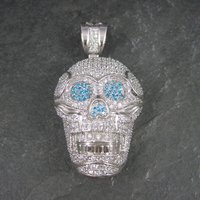 Huge Dimensional Sterling Skull Pendant