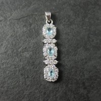 Vintage Sterling Topaz Cubic Zirconia Halo Pendant