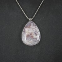 Vintage Sterling Purple Agate Pendant Necklace