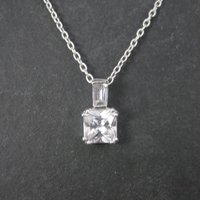 Dainty Vintage Sterling Cubic Zirconia Pendant Necklace