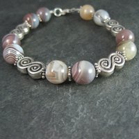 Sterling Silver Botswana Agate Bracelet 8 Inches