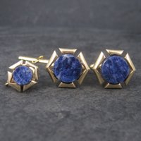 Vintage Sodalite Cufflinks and Tie Tack Set