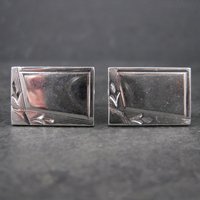 Estate Silvertone Engravable Cufflinks