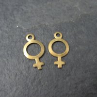 Lot of 2 Tiny Brass Woman Symbol Charms
