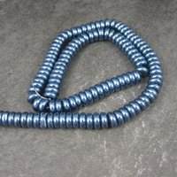 Dark Blue Glass Pearl Rondelle Bead Strand 3x8mm 120 Beads