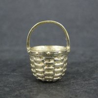 Miniature Vermeil Sterling Silver Woven Basket