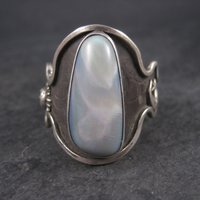 Huge Mens Celestial Moon Star Black Opal Ring Size 19