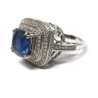 Vintage 14K Sapphire Diamond Engagement Ring Size 6