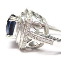 Vintage 14K Sapphire Diamond Engagement Ring Size 6