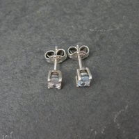 Simple Sterling Blue Topaz Stud Earrings Oval 4x6mm