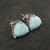 10mm Larimar Stud Earrings Sterling Silver