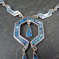 Vintage Mexican Silver Sodalite Inlay Necklace
