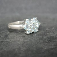 Blue Topaz Cluster Ring Sterling Silver Size 7
