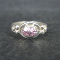 Dainty Pink Cubic Zirconia Ring Size 7 Sterling Silver
