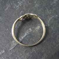 Dainty 10K Diamond Heart Ring Size 6 Yellow Gold Filigree