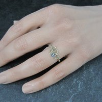 Dainty 10K Diamond Heart Ring Size 6 Yellow Gold Filigree