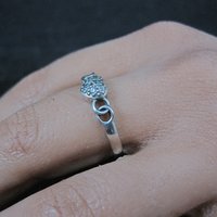Dainty Sterling Cz Heart Ring Size 8 Italian Silver