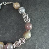 Sterling Silver Botswana Agate Bracelet 8 Inches