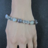 Sterling Silver Botswana Agate Bracelet 8 Inches