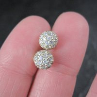 Gold Cz Sphere Stud Earrings Vermeil Sterling