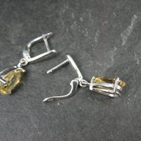 Citrine Dangle Earrings Sterling Silver Latch Back