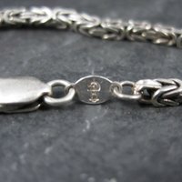 3mm Square Byzantine Bracelet 7.75 Inches Italian Sterling Silver