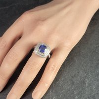 Vintage 14K Sapphire Diamond Engagement Ring Size 6