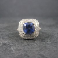 Vintage 14K Sapphire Diamond Engagement Ring Size 6