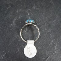 Vintage Art Deco Style Turquoise Ring Serling Silver New Old Stock Sizes 6 and 6.5